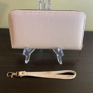Cream Faux Leather Zippy Wallet or Wristlet NWOT